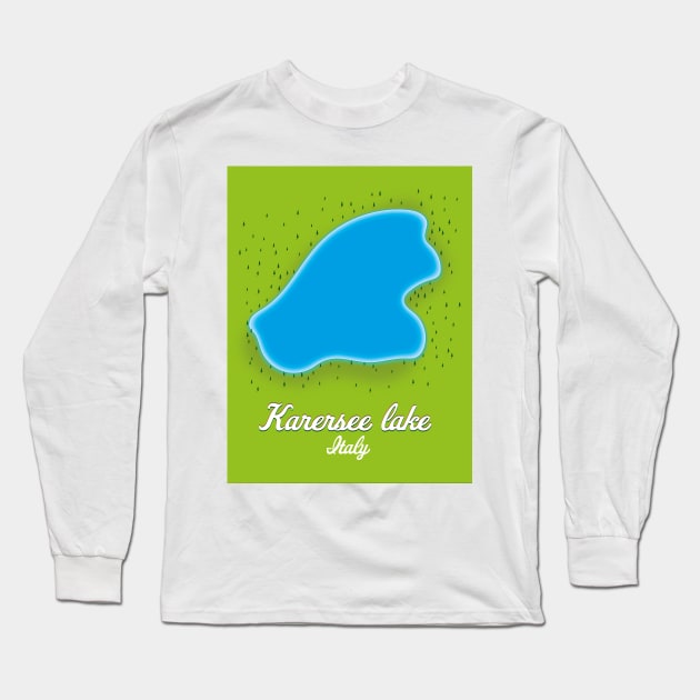 Karersee lake Italy map Long Sleeve T-Shirt by nickemporium1